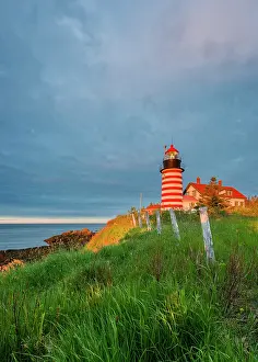 Sunrise over West Quoddy Head Lighthouse, Lubec, Maine, USA