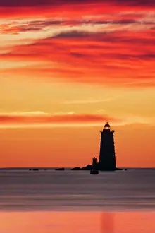 Northeast Prints: Sunrise over Whaleback Lighthouse, Kittery Point, Maine, USa