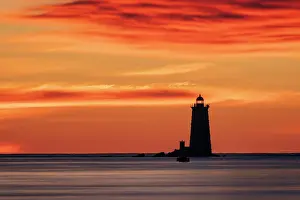 Dawn Twilight Prints: Sunrise over Whaleback Lighthouse, Kittery Point, Maine, USa
