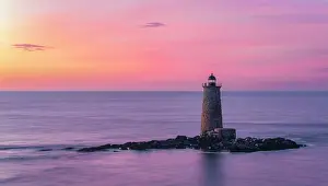 Kittery Prints: Sunrise from Whaleback Lighthouse, York, Maine, USA