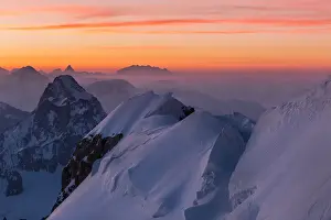 Ski Touring Prints: Sunrisescape from Col Maudit along the way from Les Cosmiques to Mount Blanc
