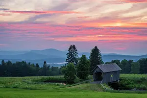 Timber Prints: Sunset over the A.M. Foster Bridge, Cabot, Vermont, USA