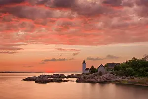 North Shore Prints: Sunset at Annisquam Harbor Light Station, Gloucester, Massachusetts, USA