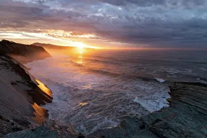 Sunset along the Basque Corniche, Hendaye, Urrugne, Nouvelle-Aquitaine, France