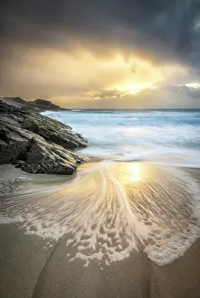 February 2025 Prints: Sunset over Bay of Clachtoll, Assynt, Highlands Region, Scotland, UK, February 2025