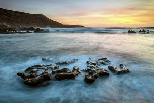 El Golfo Prints: Sunset over the beach and coastline at El Golfo, Lanzarote, Canary Islands, Spain