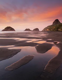 New Plymouth Prints: Sunset at Back Beach, New Plymouth, New Zealand