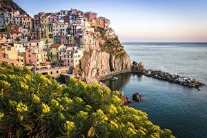 Images Dated 22nd July 2015: sunset over the beautiful town of Manarola, Cinque Terre National Park, Italy
