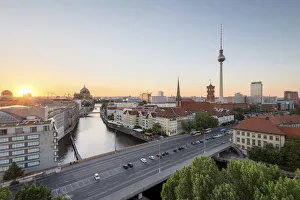 Television Tower Prints: Sunset over Berlin, Germany, Europe