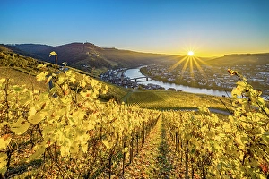 River Mosel Prints: Sunset above Bernkastel-Kues, Mosel, Mosel valley, Rhineland-Palatinate, Germany