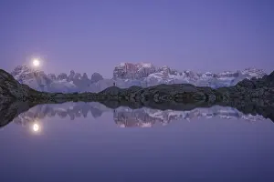 Trento Prints: Sunset in Black lake of Cornisello, on the background the Dolomiti di Brenta Mountains
