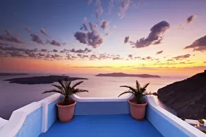Sunset over Caldera, Fira, Santorini, Cyclade Islands, Greece