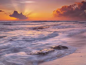 Surf Prints: Sunset on the Caribbean Sea at Consuelos Beach on Grand Cayman