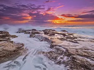 Cayman Prints: Sunset on the Caribbean Sea along the rugged ironshore of Grand Cayman