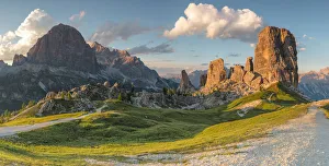 Sunset over Cinque Torri, Cortina d Ampezzo, Belluno Province, Veneto District