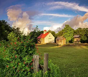 Pastoral Prints: Sunset with clouds at Muster Field Farm and gardens, North Sutton, New Hampshire, USA