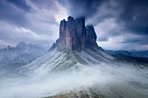 Sexten Prints: Sunset with clouds on Tre Cime di Lavaredo as seen from Lavaredo fork, Sexten Dolomites