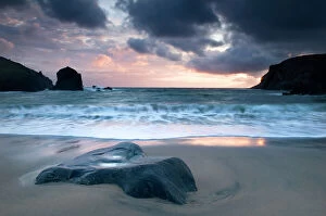 Sun Set Gallery: Sunset on Dalbeg beach, Isle of Lewis, Hebrides, Scotland, UK