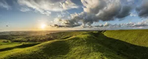 Sunset from Eggerdon Hill Iron Age Hill Fort, Dorset, England, UK