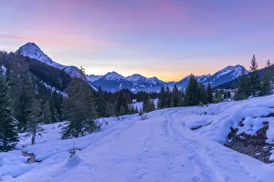 Sunset over Ehrwalder Alm, Ehrwald, Tyrol, Austria