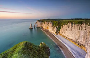 Sunset at Etretat, Octeville sur Mer, Le Havre, Seine Maritime, Normandy, France