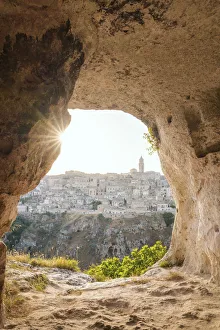 Belvedere Prints: Sunset from a grotto cave in La Murgia Belvedere, Matera, Basilicata, Italy