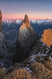 Sunset over Group of Concarena mountains in Vallecamonica, Brescia province in Lombardy district, Italy