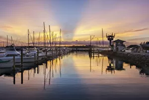 Sunset at Half Moon Bay marina, Auckland, New Zealand