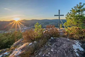 Crosses Prints: Sunset at Hockerstein near Schwanheim
