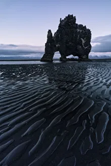 Artic Prints: sunset at Hvitserkur, Norduland vestra, Northen Iceland, Europe