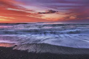 Polynesia Prints: Sunset impression near Motukiekie Beach - New Zealand, South Island, West Coast, Grey