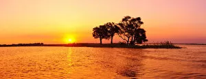 Images Dated 16th November 2012: Sunset and Island, Chobe River near Kasane, Africa, Botswana, Chobe National Park