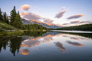 Quiet Gallery: Sunset at Johnson Lake, Banff National Park, Canadian Rockies, Alberta, Canada