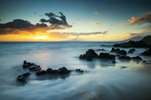 Hawaii Prints: Sunset at Kamaole Beach Park, Kihei, Maui, Hawaii, USA
