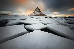 Rugged Peak Prints: Sunset at the Kirkjufell mountain in winter, Snaefellsnes Peninsula, Iceland