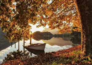 Como District Prints: Sunset over Lake Piano natural reserve in the middle of Lake Como and Lake Lugano ( Ceresio) como district