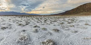 Sunset landscape at Badwater Basin. Death Valley National Park, Inyo County, California