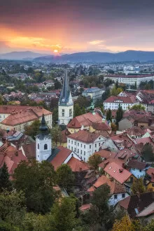 Images Dated 21st December 2020: Sunset from Ljubljana Castle, Ljubljana, Slovenia
