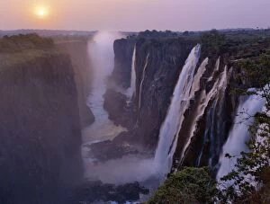 Victoria Falls Gallery: Sunset over the magnificent Victoria Falls