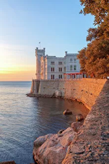 Sunset at Miramare Castle, Trieste, Friuli-Venezia Giulia, Italy