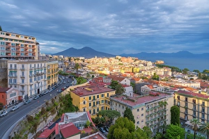 Vesuvius Prints: Sunset over Naples from a terrace in Chiaia, Campania