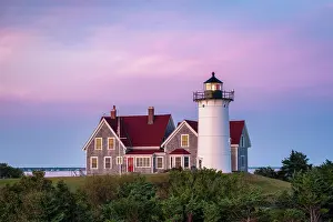 Nobska Light Prints: Sunset at Nobska Lighthouse, Cape Cod, Falmouth, Massachusetts, USA