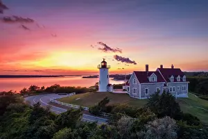 Cape Cod Prints: Sunset over Nobska Lighthouse, Cape Cod, Falmouth, Massachusetts, USA