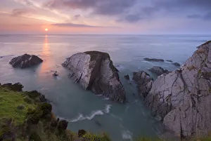 April Prints: Sunset over the North Devon Coast, Devon, England. Spring (April)