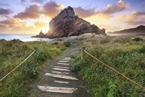 Auckland Prints: Sunset at Piha beach, Auckland, New Zealand