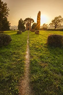 Brianza Prints: Sunset on Pomelasca church, Inverigo, Como province, Brianza, Lombardy, Italy, Europe