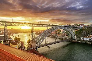 Douro Prints: Sunset, Ponte Dom Luis I, Luis I Bridge Porto (Oporto), Portugal