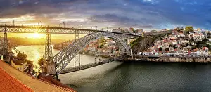 Douro Prints: Sunset, Ponte Dom Luis I, Luis I Bridge Porto (Oporto), Portugal