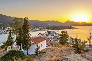 South West Europe Prints: Sunset over Poros Island, Saronic Islands, Greece