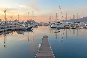 Moorings Prints: Sunset on the port of Trieste. Trieste, Friuli-Venezia Giulia, Italy